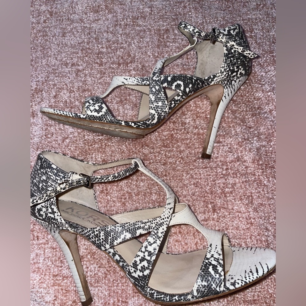 Michael Kors Snake Print Heel Sandals